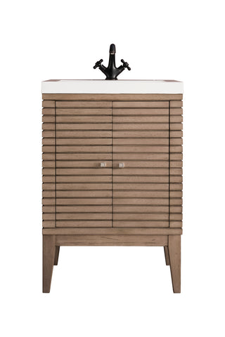 23.625 Inch Linden Dual Mount Vanity in Whitewashed Walnut / White Glossy Top