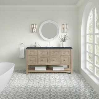 60 Inch Breckenridge Freestanding Vanity in Whitewashed Oak / Charcoal Soapstone Top
