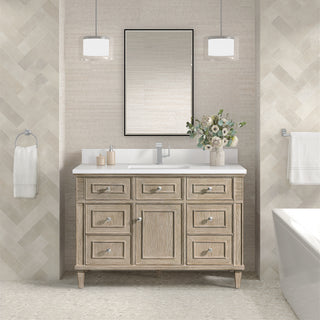 48 Inch Lorelai Freestanding Vanity in Whitewashed Oak / White Zeus Top