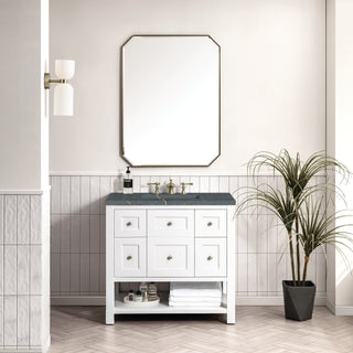 36 Inch Breckenridge Freestanding Vanity in Bright White / Parisien Bleu Top