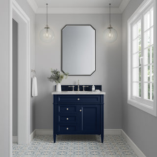 36 Inch Brittany Freestanding Vanity in Victory Blue / Victorian Silver Top