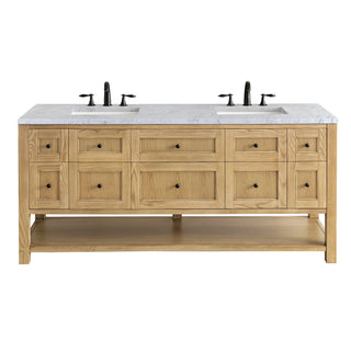 72 Inch Breckenridge Freestanding Vanity in Light Natural Oak / Carrara White Top