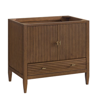 36 Inch Myrrin Freestanding Vanity in Mid-Century Walnut / Ethereal Noctis Top