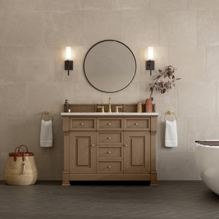 48 Inch Brookfield Freestanding Vanity in Pecan / Eternal Jasmine Pearl Top