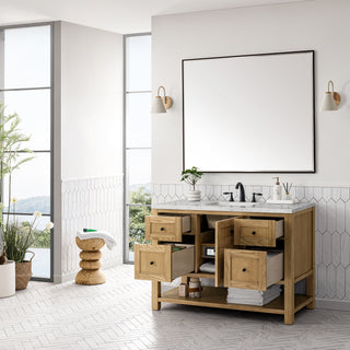 48 Inch Breckenridge Freestanding Vanity in Light Natural Oak / Eternal Jasmine Pearl Top
