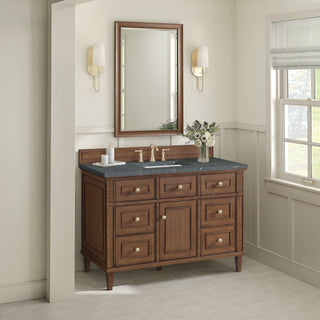 48 Inch Lorelai Freestanding Vanity in Mid-Century Walnut / Parisien Bleu Top