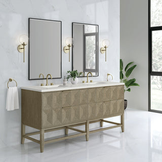 72 Inch Emmeline Freestanding Vanity in Pebble Oak / Lime Delight Top