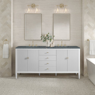 72 Inch Myrrin Freestanding Vanity in Bright White / Parisien Bleu Top