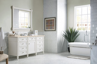 60 Inch Brittany Freestanding Vanity in Bright White / Eternal Marfil Top