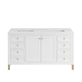 60 Inch Chicago Freestanding Vanity in Glossy White / White Zeus Top