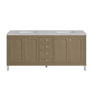 72 Inch Chicago Freestanding Vanity in Walnut Whisper / Eternal Jasmine Pearl Top