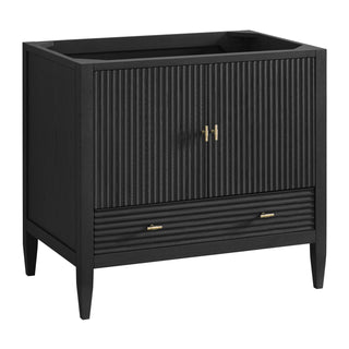 36 Inch Myrrin Freestanding Vanity in Carbon Oak / Parisien Bleu Top