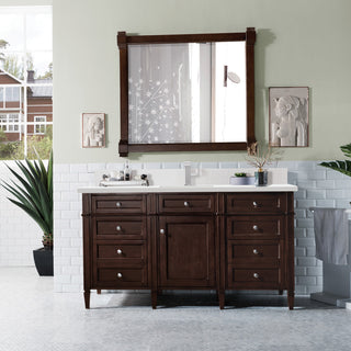 60 Inch Brittany Freestanding Vanity in Burnished Mahogany / White Zeus Top
