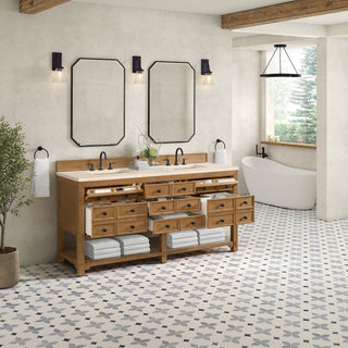 72 Inch Malibu Freestanding Vanity in Amber Birch / Eternal Marfil Top