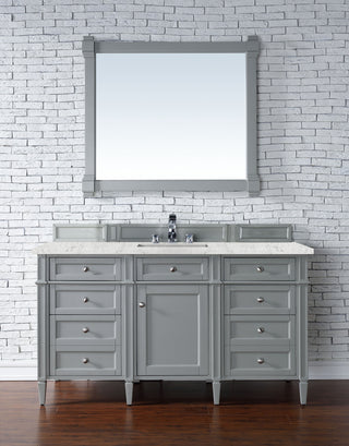 60 Inch Brittany Freestanding Vanity in Urban Gray / Eternal Jasmine Pearl Top