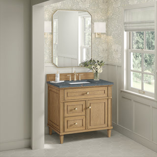 36 Inch Lorelai Freestanding Vanity in Light Natural Oak / Parisien Bleu Top