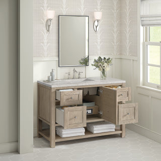 48 Inch Breckenridge Freestanding Vanity in Whitewashed Oak / Eternal Jasmine Pearl Top