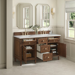 60 Inch Lorelai Freestanding Vanity in Mid-Century Walnut / Lime Delight Top