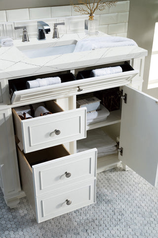36 Inch Bristol Freestanding Vanity in Bright White / Ethereal Noctis Top