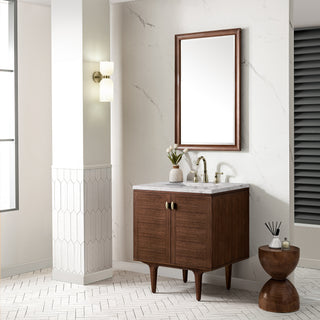 30 Inch Amberly Dual Mount Vanity in Mid-Century Walnut / Eternal Jasmine Pearl Top