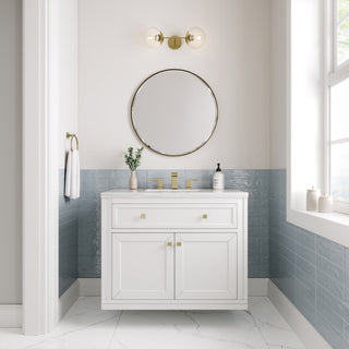 36 Inch Chicago Freestanding Vanity in Glossy White / Arctic Fall Top