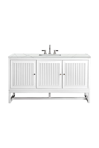 60 Inch Athens Dual Mount Vanity in Glossy White / Ethereal Noctis Top