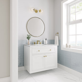 36 Inch Chicago Freestanding Vanity in Glossy White / Ethereal Noctis Top