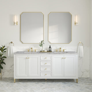 72 Inch Chicago Freestanding Vanity in Glossy White / Eternal Jasmine Pearl Top