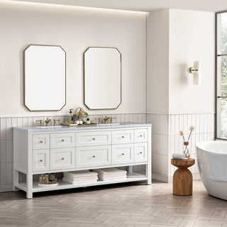 72 Inch Breckenridge Freestanding Vanity in Bright White / Carrara White Top