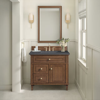 36 Inch Lorelai Freestanding Vanity in Mid-Century Walnut / Charcoal Soapstone Top