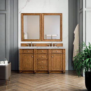 60 Inch Bristol Freestanding Vanity in Saddle Brown / Victorian Silver Top