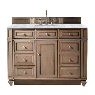 48 Inch Bristol Freestanding Vanity in Whitewashed Walnut / Carrara White Top